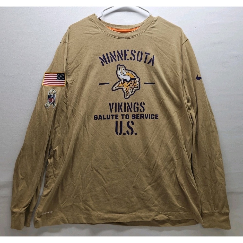 Minnesota Vikings Shirt Men XL NFL Football Nike Salute Service Long Sleeve